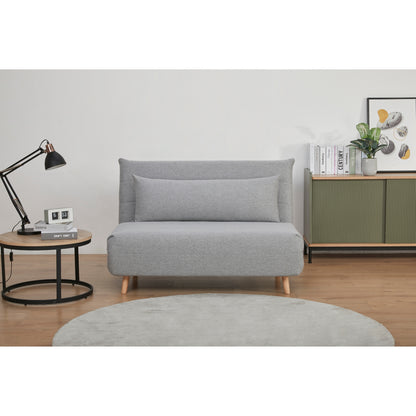 Audrey 2 Seater Sofa Futon Bed Love Seat Fabric Lounge Couch - Grey - Cosy Abode