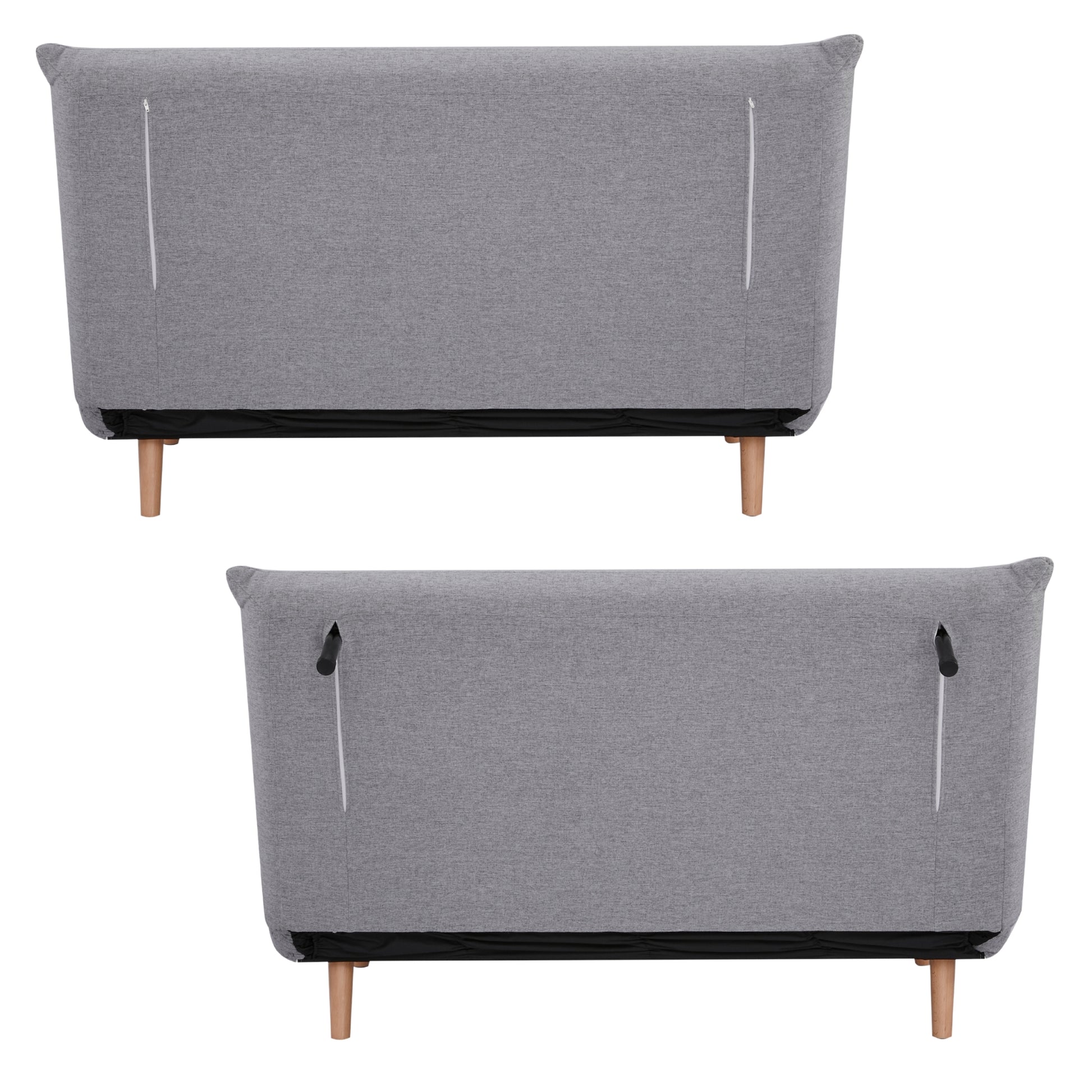 Audrey 2 Seater Sofa Futon Bed Love Seat Fabric Lounge Couch - Grey - Cosy Abode