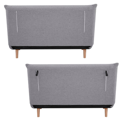 Audrey 2 Seater Sofa Futon Bed Love Seat Fabric Lounge Couch - Grey - Cosy Abode