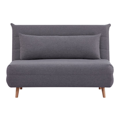 Audrey 2 Seater Sofa Futon Bed Love Seat Fabric Lounge Couch - Graphite - Cosy Abode
