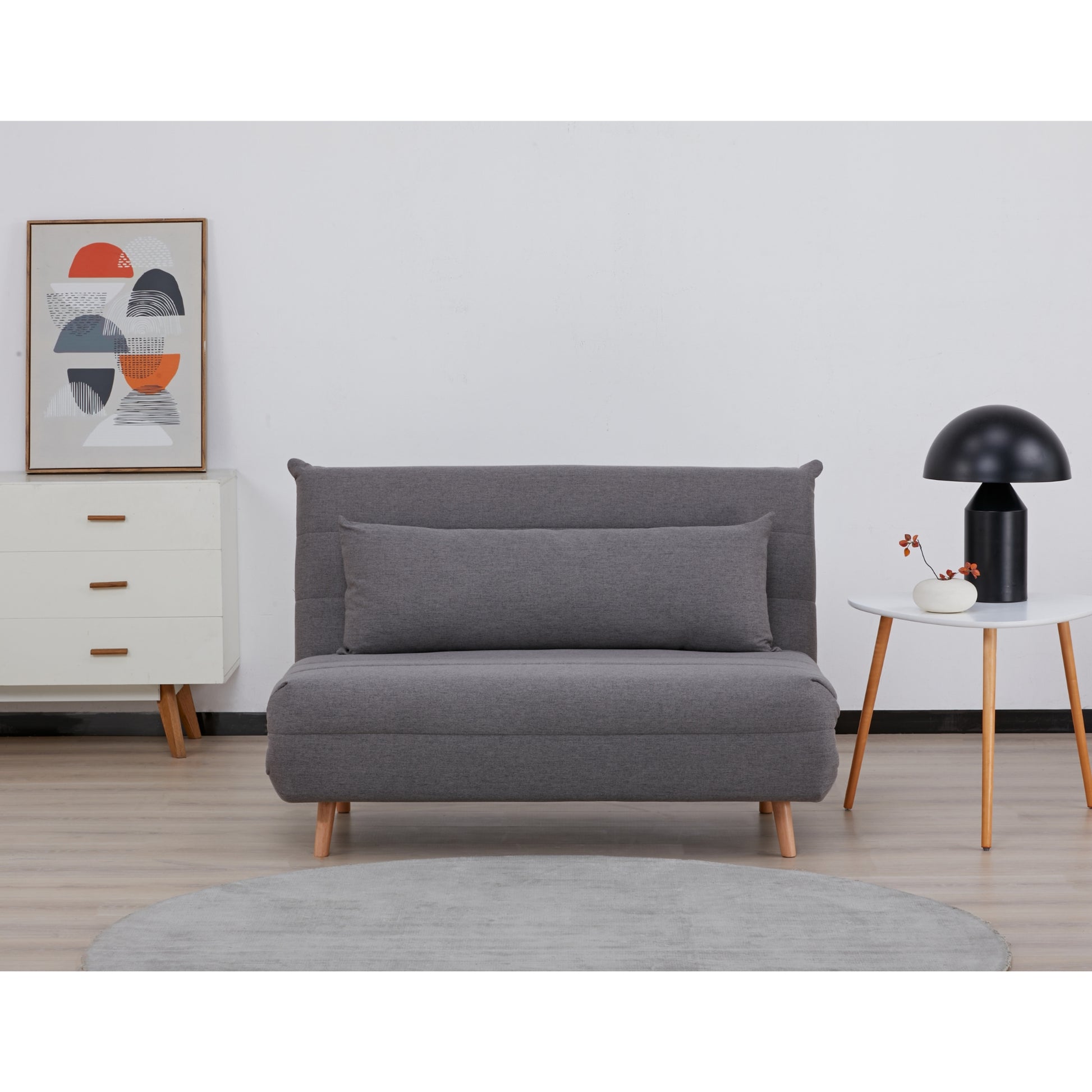 Audrey 2 Seater Sofa Futon Bed Love Seat Fabric Lounge Couch - Graphite - Cosy Abode