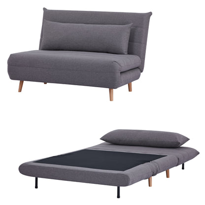 Audrey 2 Seater Sofa Futon Bed Love Seat Fabric Lounge Couch - Graphite - Cosy Abode