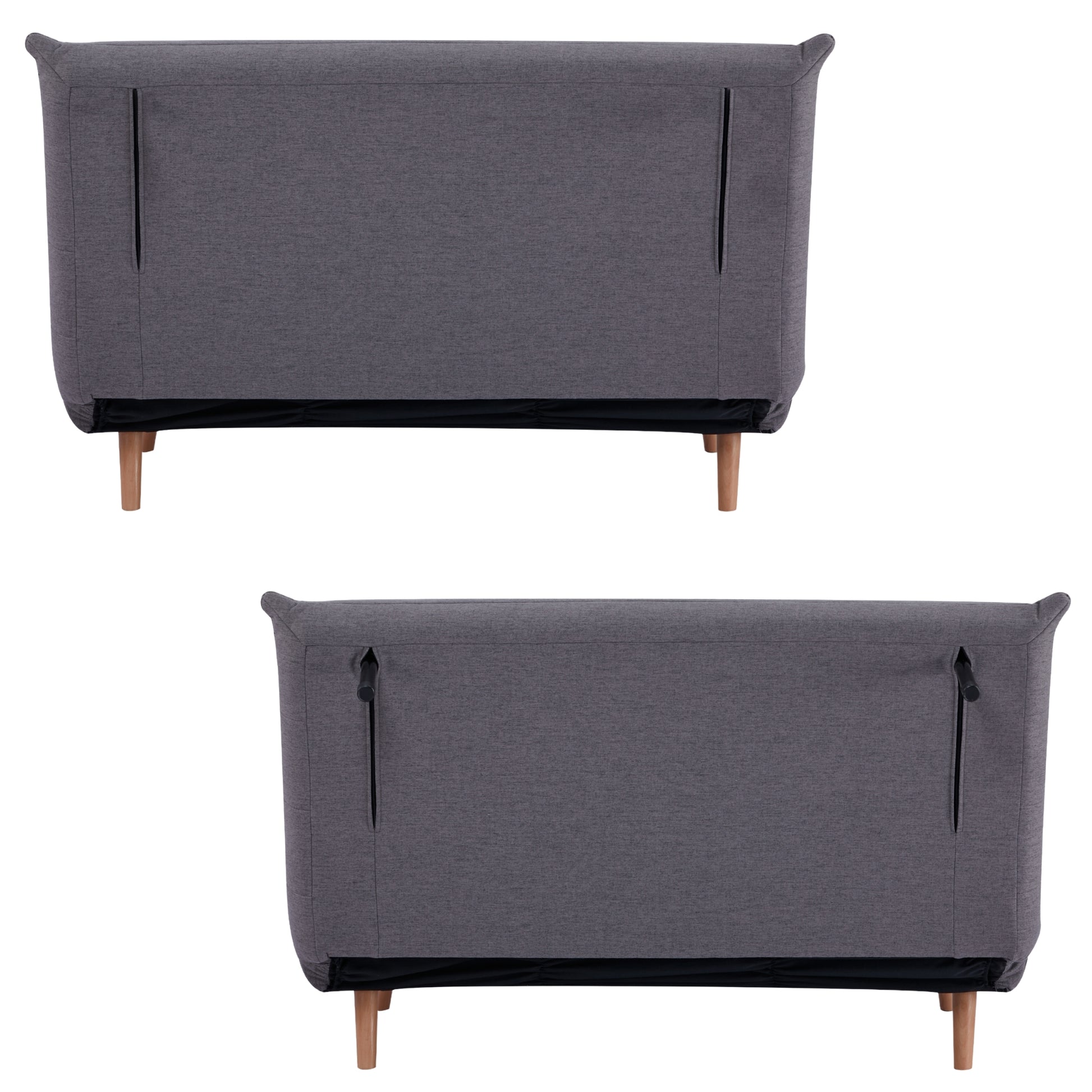 Audrey 2 Seater Sofa Futon Bed Love Seat Fabric Lounge Couch - Graphite - Cosy Abode