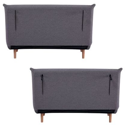 Audrey 2 Seater Sofa Futon Bed Love Seat Fabric Lounge Couch - Graphite - Cosy Abode