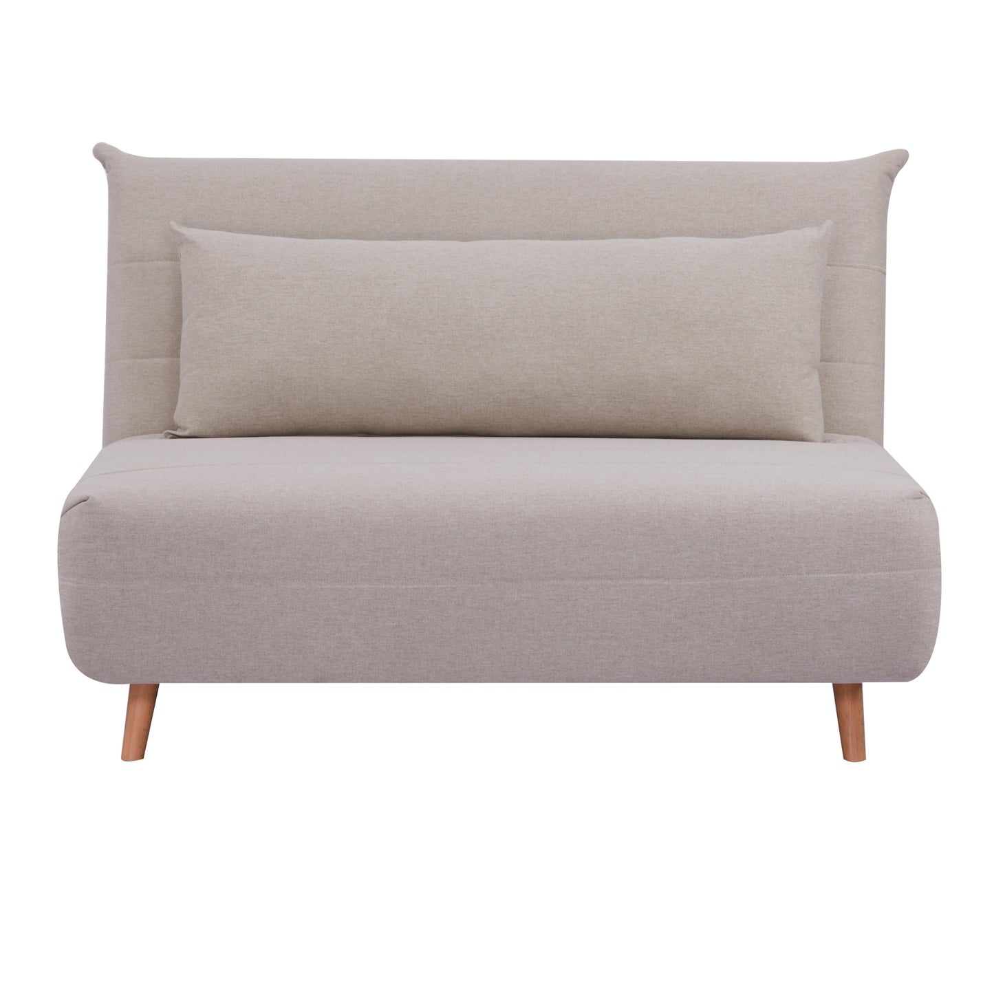 Audrey 2 Seater Sofa Futon Bed Love Seat Fabric Lounge Couch - Beige - Cosy Abode