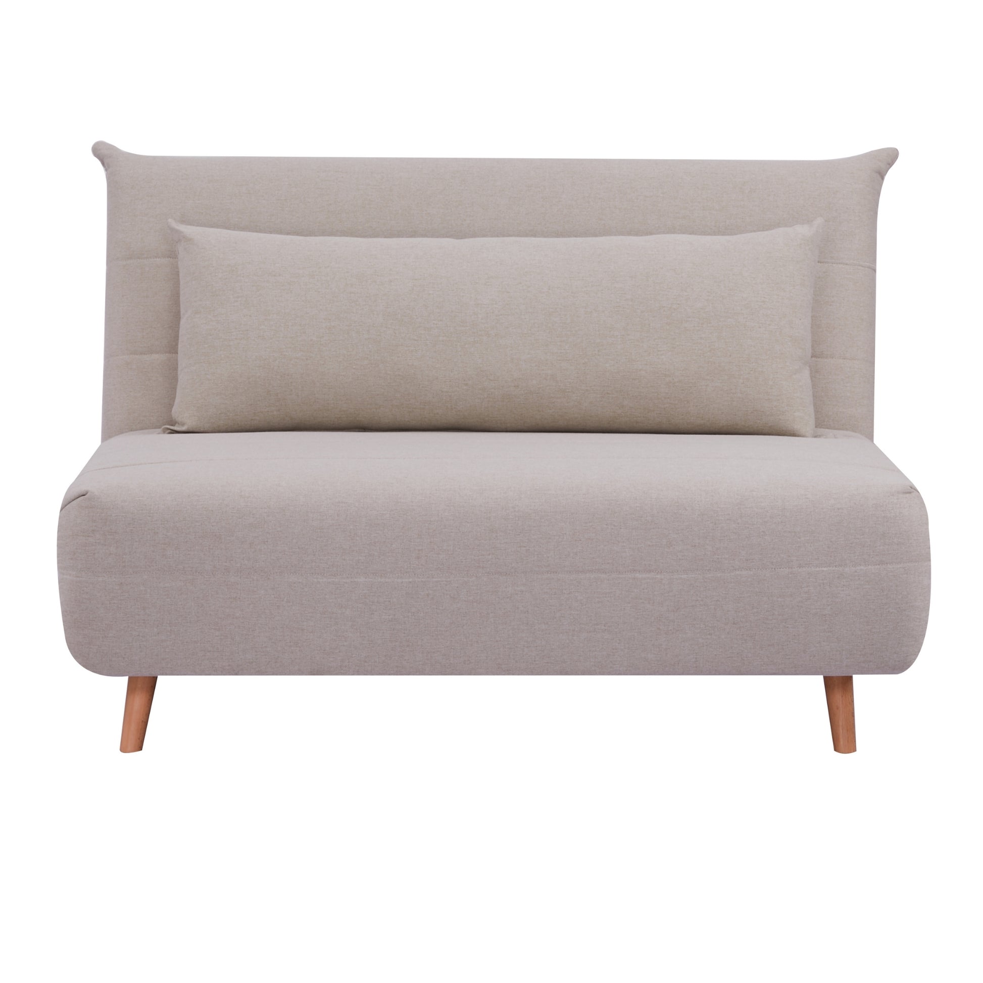 Audrey 2 Seater Sofa Futon Bed Love Seat Fabric Lounge Couch - Beige - Cosy Abode