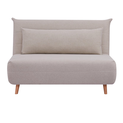 Audrey 2 Seater Sofa Futon Bed Love Seat Fabric Lounge Couch - Beige - Cosy Abode