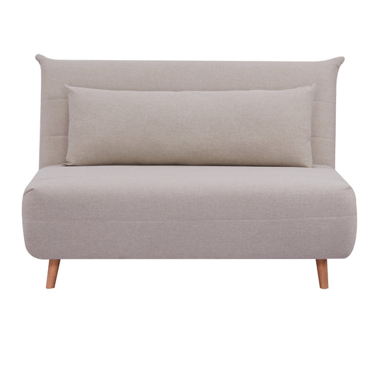 Audrey 2 Seater Sofa Futon Bed Love Seat Fabric Lounge Couch - Beige - Cosy Abode