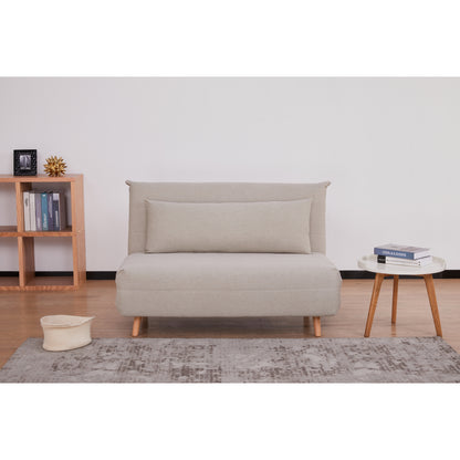 Audrey 2 Seater Sofa Futon Bed Love Seat Fabric Lounge Couch - Beige - Cosy Abode
