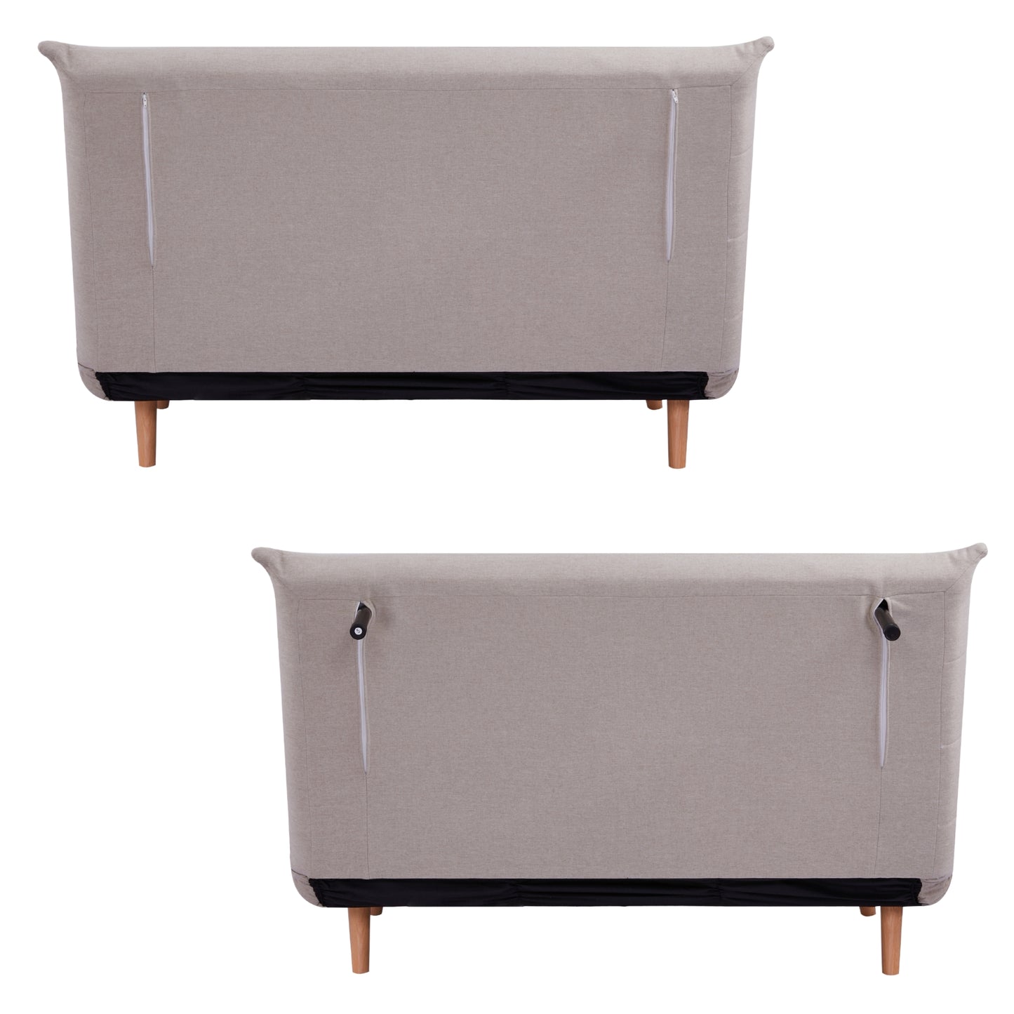 Audrey 2 Seater Sofa Futon Bed Love Seat Fabric Lounge Couch - Beige - Cosy Abode