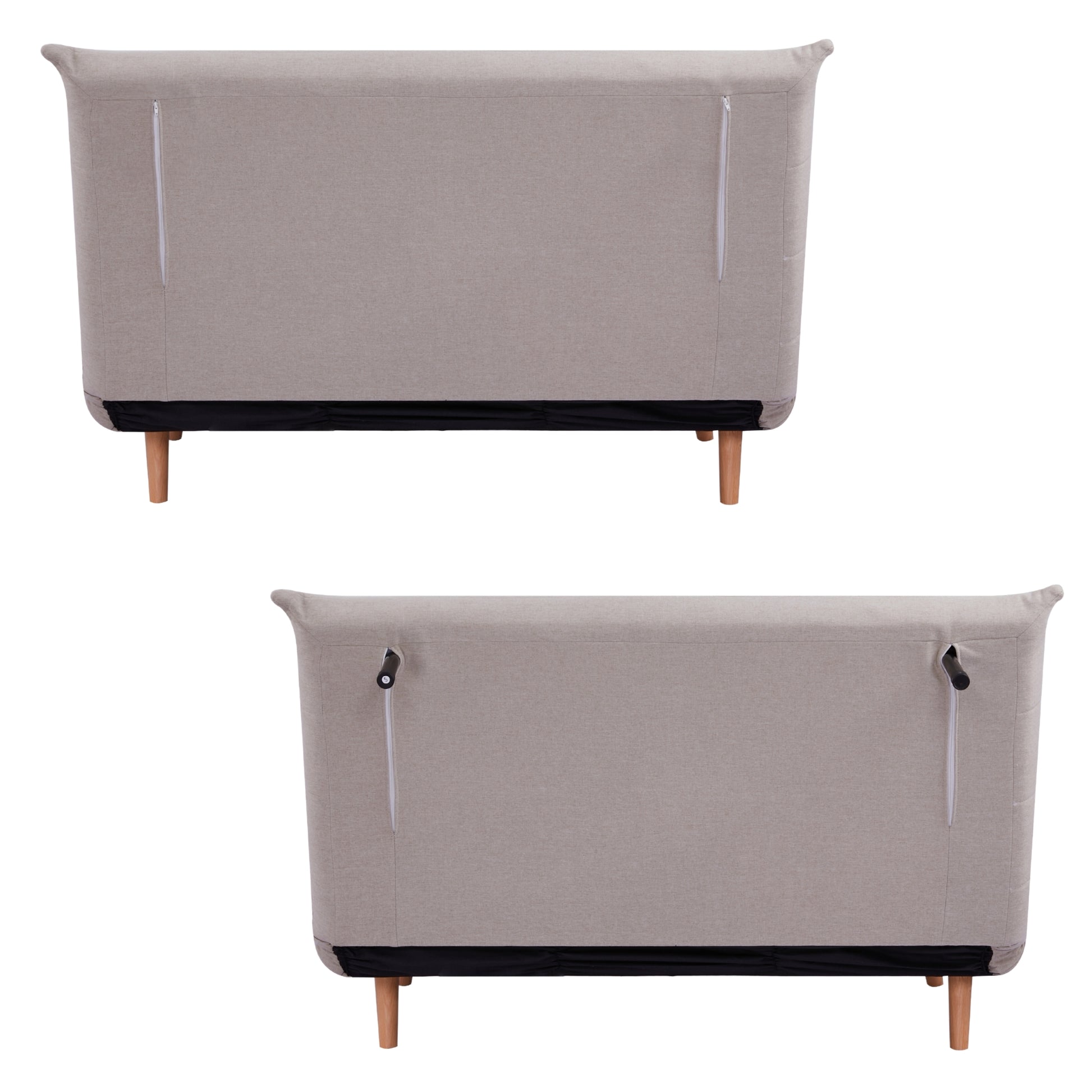 Audrey 2 Seater Sofa Futon Bed Love Seat Fabric Lounge Couch - Beige - Cosy Abode