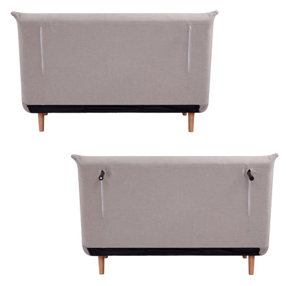 Audrey 2 Seater Sofa Futon Bed Love Seat Fabric Lounge Couch - Beige - Cosy Abode