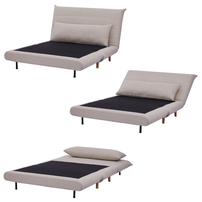 Audrey 2 Seater Sofa Futon Bed Love Seat Fabric Lounge Couch - Beige - Cosy Abode