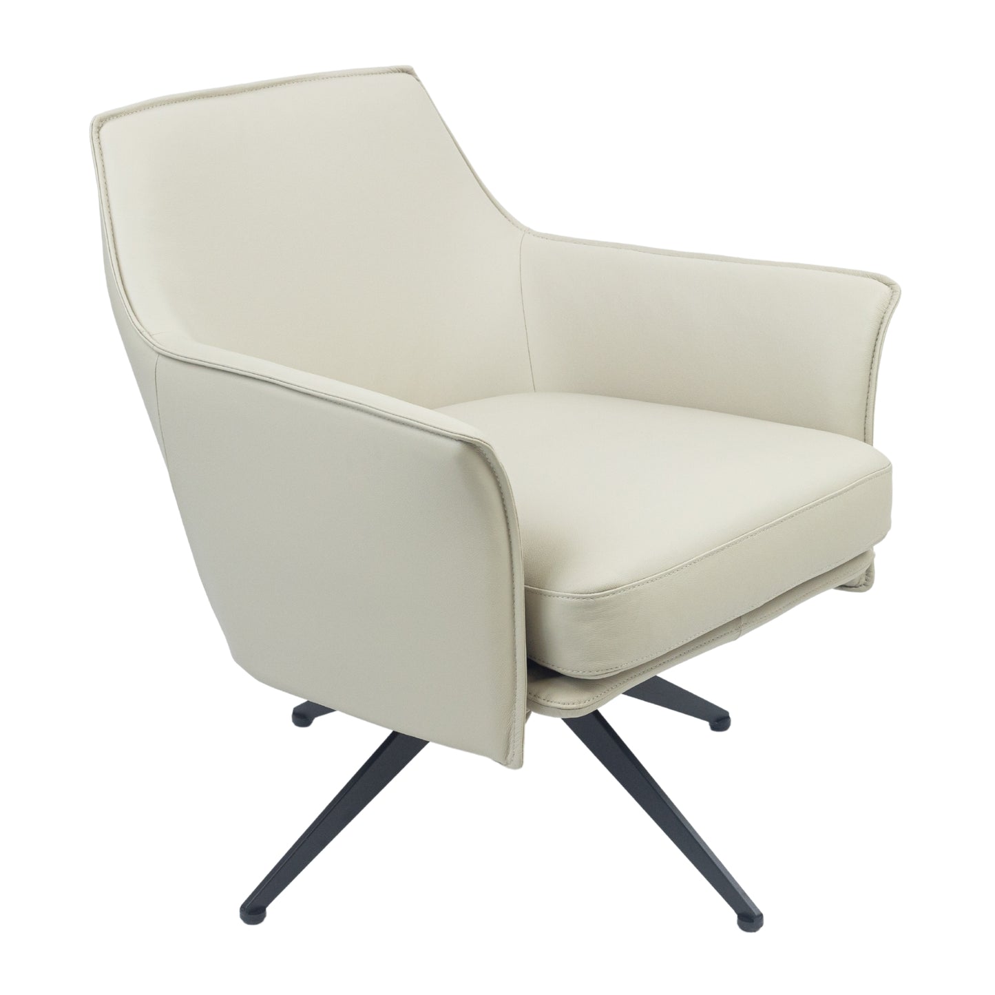 Freya Leather Swivel Occasional Chair Lounge Seat - Beige - Cosy Abode