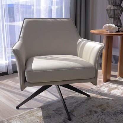 Freya Leather Swivel Occasional Chair Lounge Seat - Beige - Cosy Abode