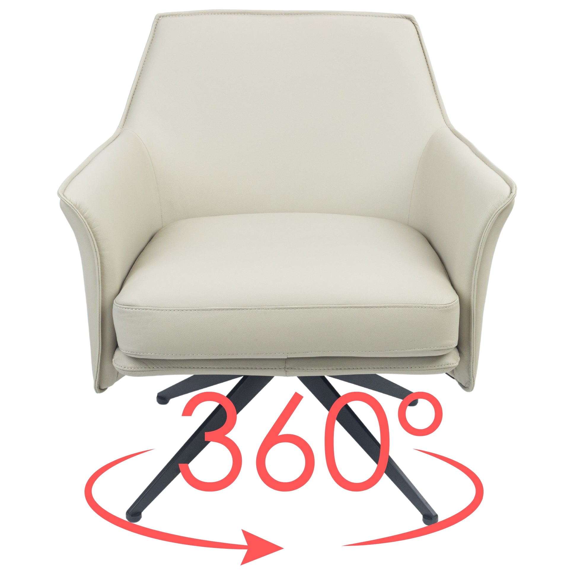 Freya Leather Swivel Occasional Chair Lounge Seat - Beige - Cosy Abode