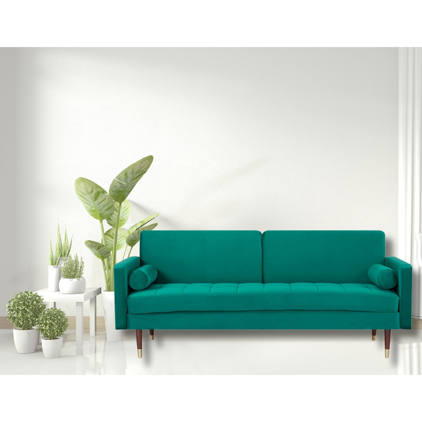Livia 3 Seater Sofa Bed Fabric Uplholstered Lounge Couch - Green - Cosy Abode