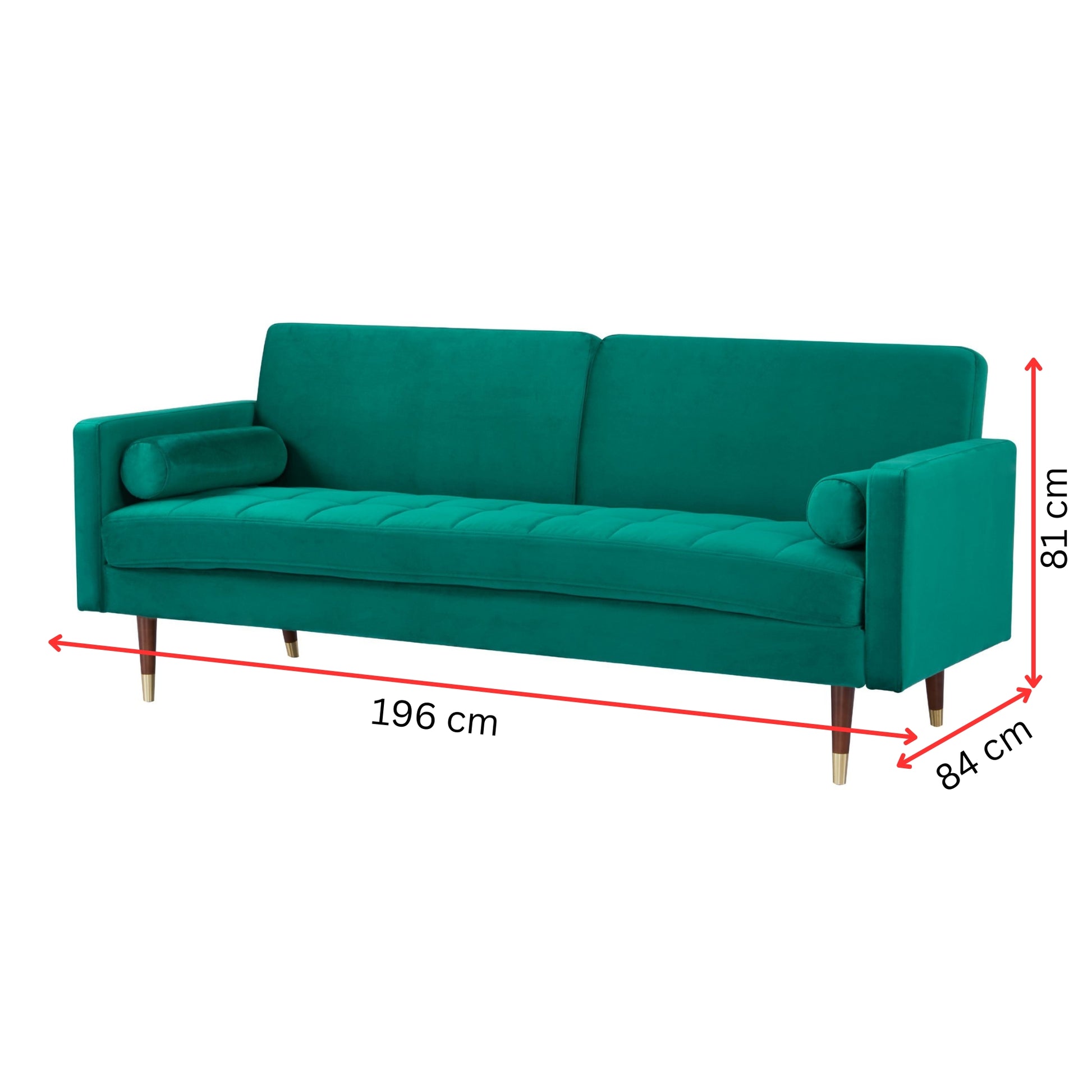 Livia 3 Seater Sofa Bed Fabric Uplholstered Lounge Couch - Green - Cosy Abode