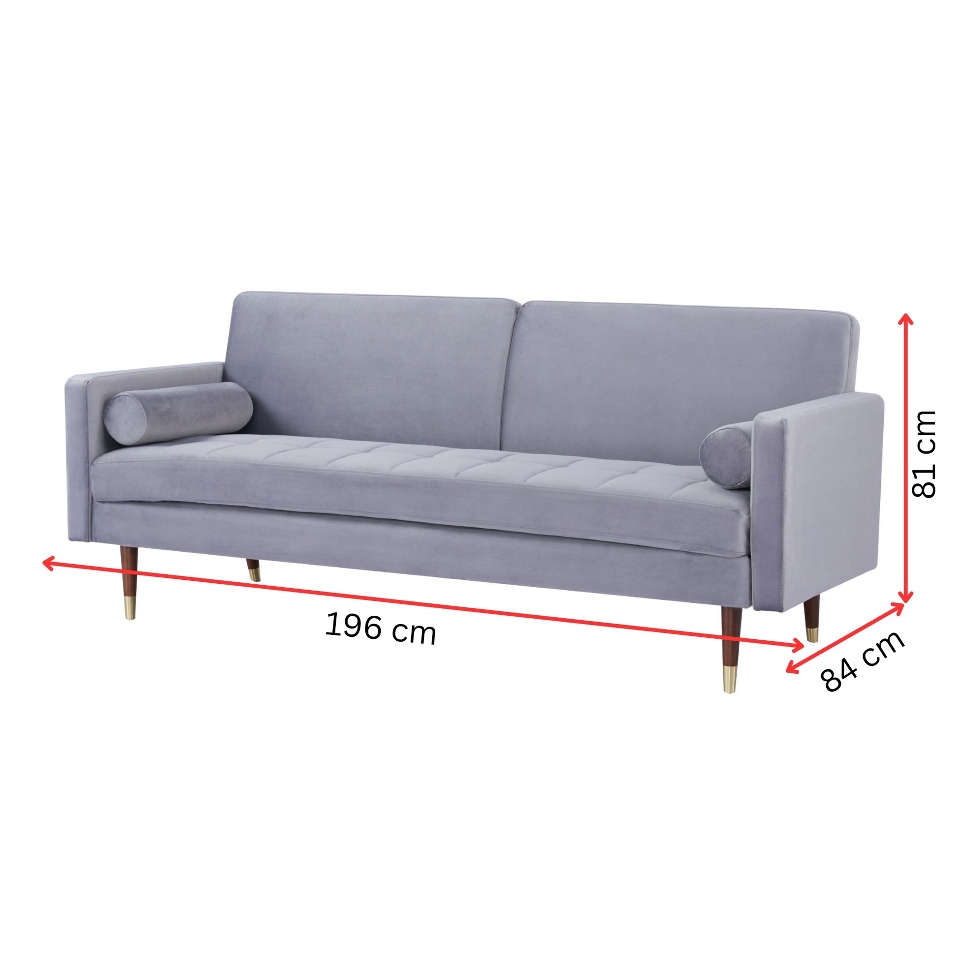 Livia 3 Seater Sofa Bed Fabric Uplholstered Lounge Couch - Gey - Cosy Abode
