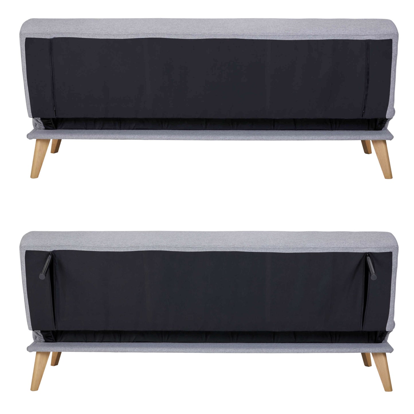 Brando 3 Seater Sofa Futon Bed Fabric Lounge Couch - Grey - Cosy Abode