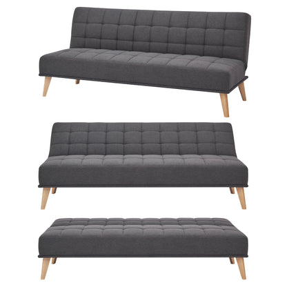 Brando 3 Seater Sofa Futon Bed Fabric Lounge Couch - Charcoal - Cosy Abode