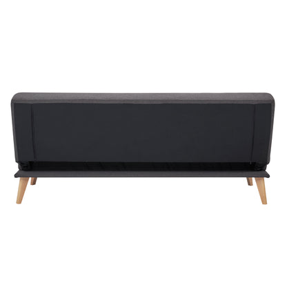 Brando 3 Seater Sofa Futon Bed Fabric Lounge Couch - Charcoal - Cosy Abode