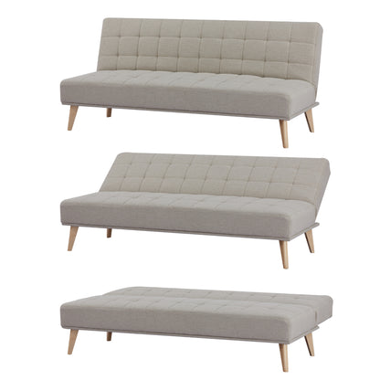Brando 3 Seater Sofa Futon Bed Fabric Lounge Couch - Beige - Cosy Abode
