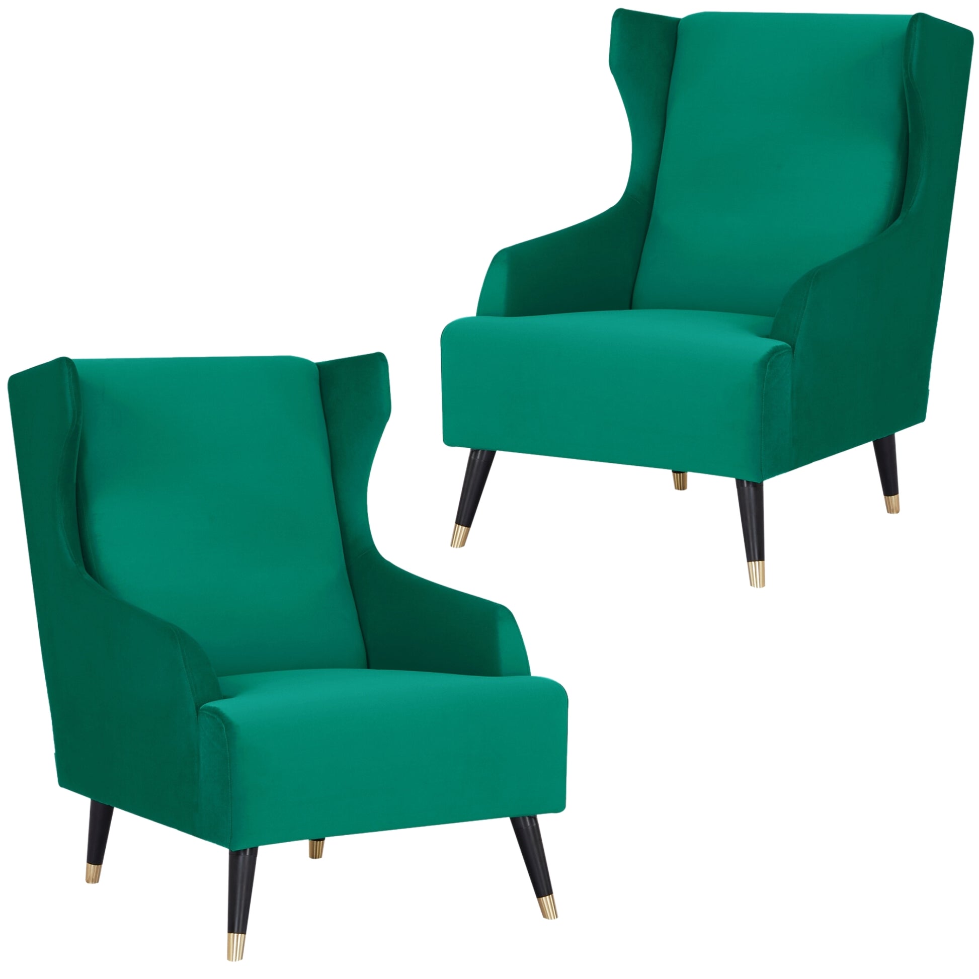 Sylvia Set of 2 Accent Sofa Arm Chair Fabric Uplholstered Lounge Couch - Green - Cosy Abode