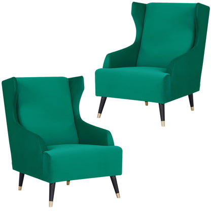 Sylvia Set of 2 Accent Sofa Arm Chair Fabric Uplholstered Lounge Couch - Green - Cosy Abode