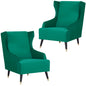Sylvia Set of 2 Accent Sofa Arm Chair Fabric Uplholstered Lounge Couch - Green - Cosy Abode