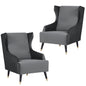 Sylvia Set of 2 Accent Sofa Arm Chair Fabric Uplholstered Lounge Couch - Grey - Cosy Abode