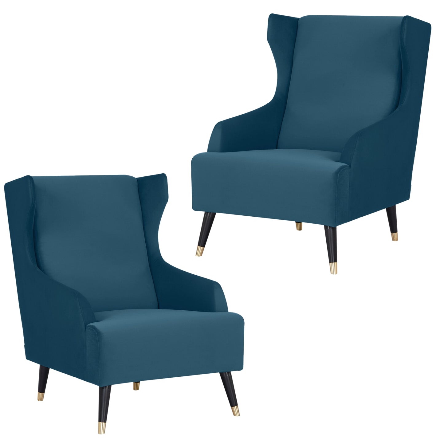 Sylvia Set of 2 Accent Sofa Arm Chair Fabric Uplholstered Lounge Couch - Navy - Cosy Abode