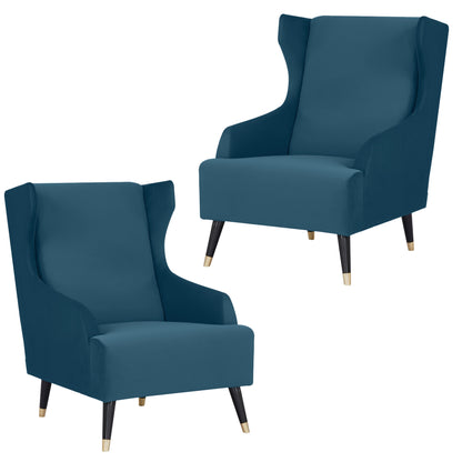 Sylvia Set of 2 Accent Sofa Arm Chair Fabric Uplholstered Lounge Couch - Navy - Cosy Abode