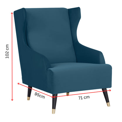 Sylvia Set of 2 Accent Sofa Arm Chair Fabric Uplholstered Lounge Couch - Navy - Cosy Abode