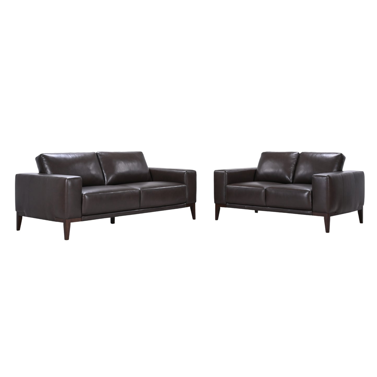 Lorenzo 2 + 3 Seater Sofa Leather Upholstered Lounge Set - Chocolate - Cosy Abode