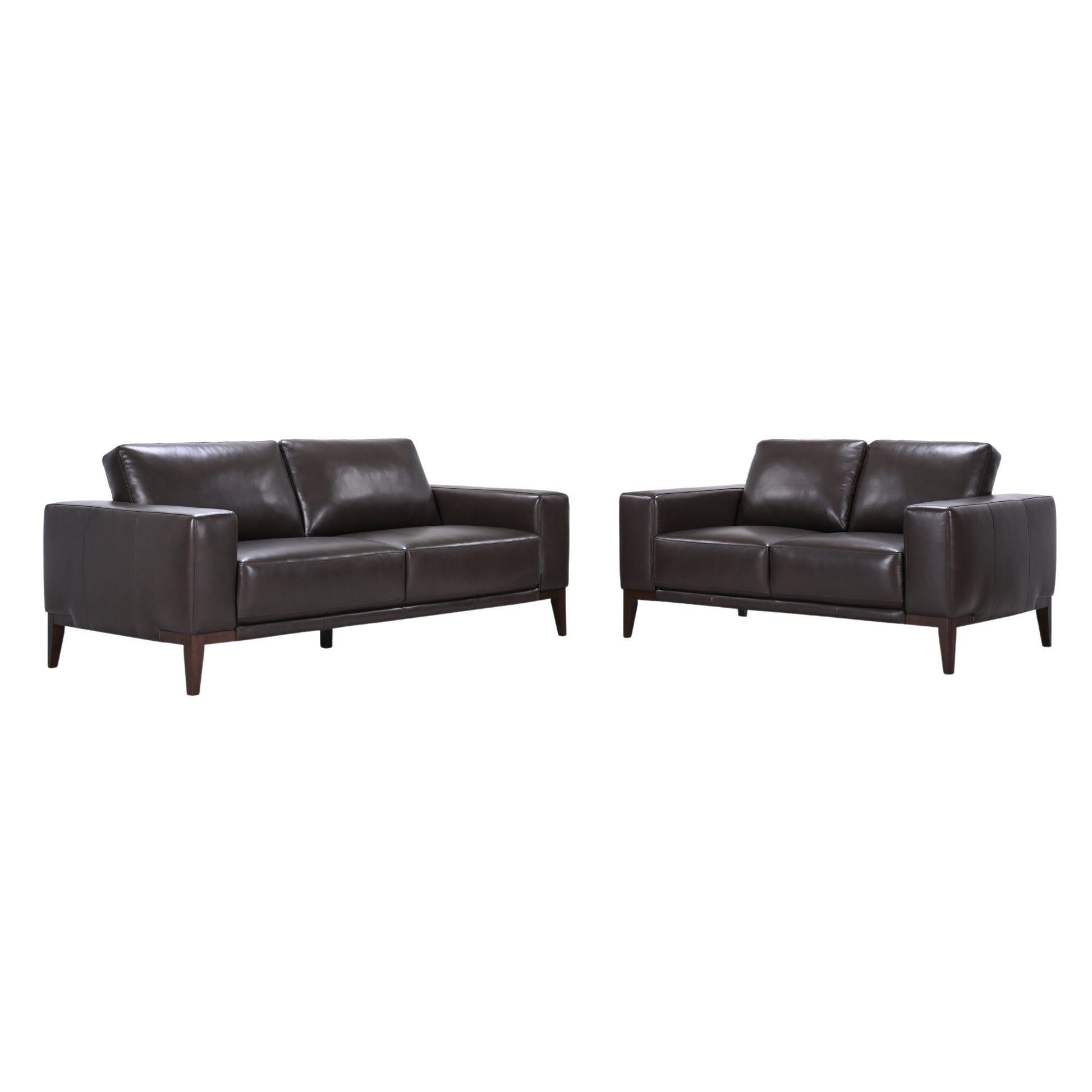 Lorenzo 2 + 3 Seater Sofa Leather Upholstered Lounge Set - Chocolate - Cosy Abode