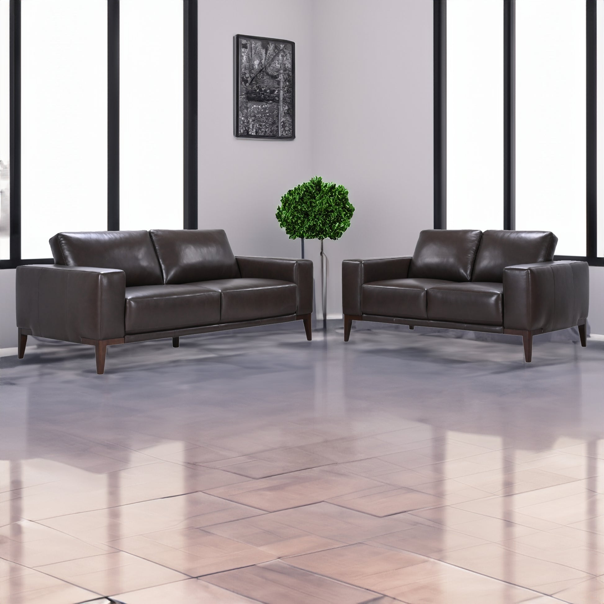 Lorenzo 3 Seater Sofa Leather Upholstered Lounge - Chocolate - Cosy Abode