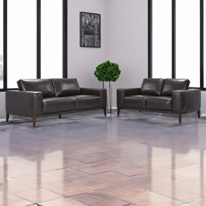 Lorenzo 2 Seater Sofa Leather Upholstered Lounge - Chocolate - Cosy Abode