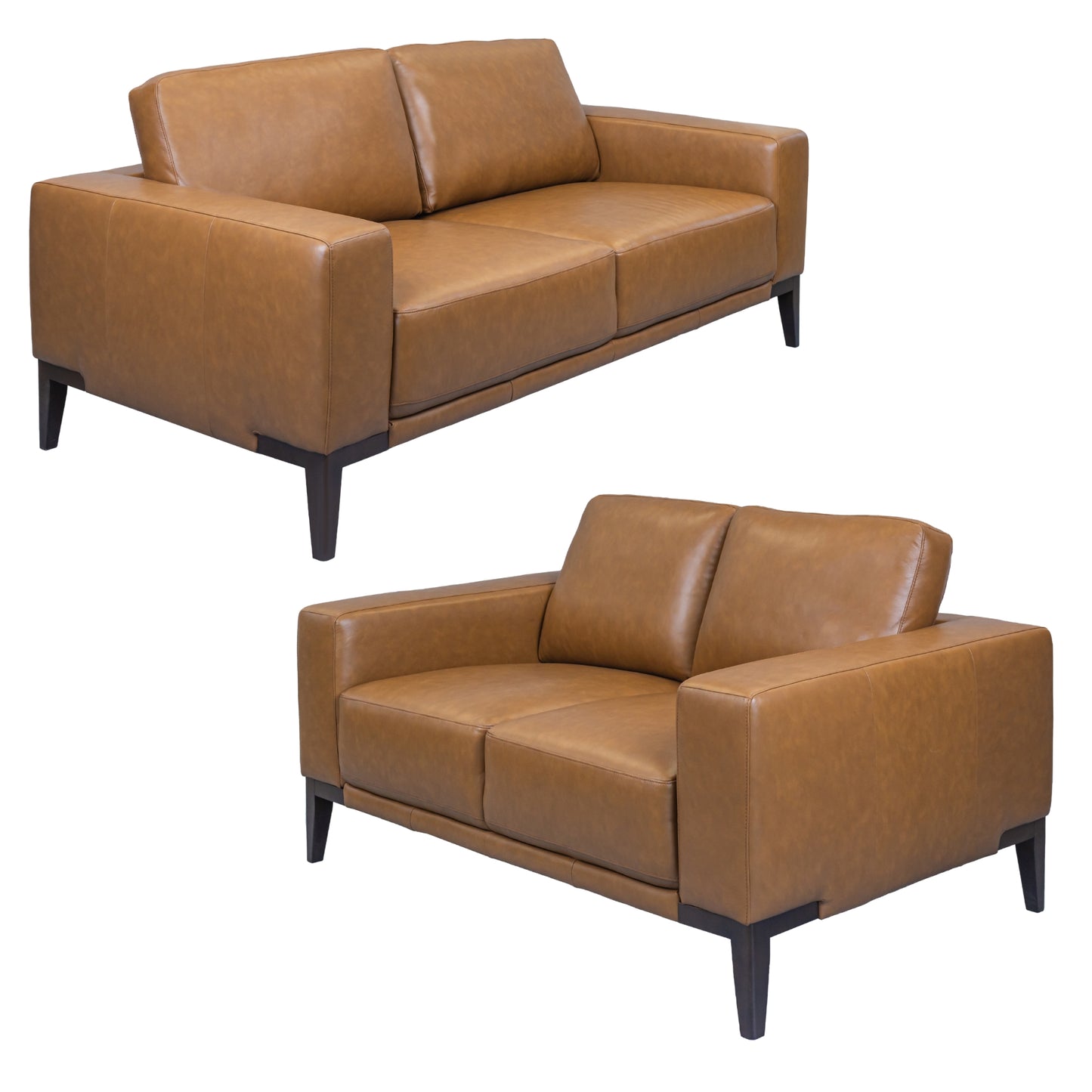 Lorenzo 2 + 3 Seater Sofa Leather Upholstered Lounge Set - Tan - Cosy Abode