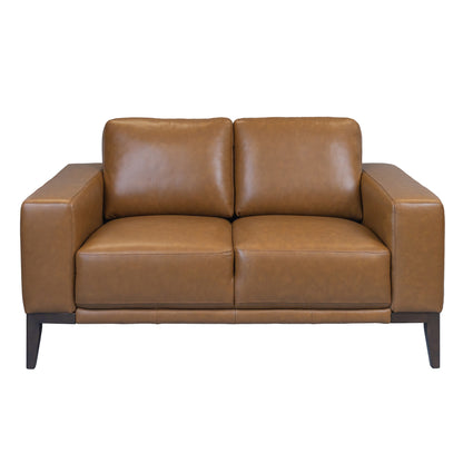 Lorenzo 2 Seater Sofa Leather Upholstered Lounge - Tan - Cosy Abode