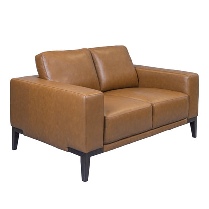 Lorenzo 2 Seater Sofa Leather Upholstered Lounge - Tan - Cosy Abode