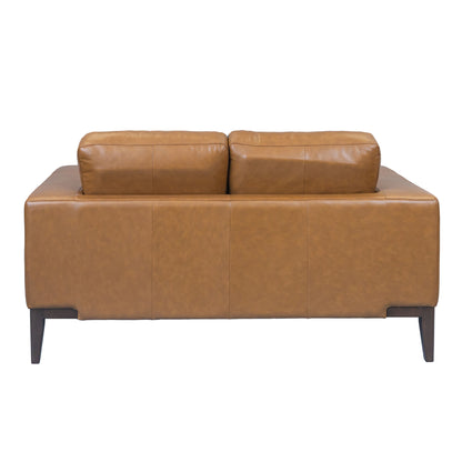 Lorenzo 2 Seater Sofa Leather Upholstered Lounge - Tan - Cosy Abode