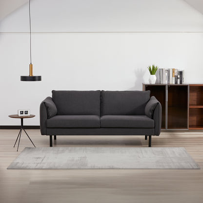 Channel 3 Seater Fabric Sofa Lounge Couch Charcoal - Cosy Abode