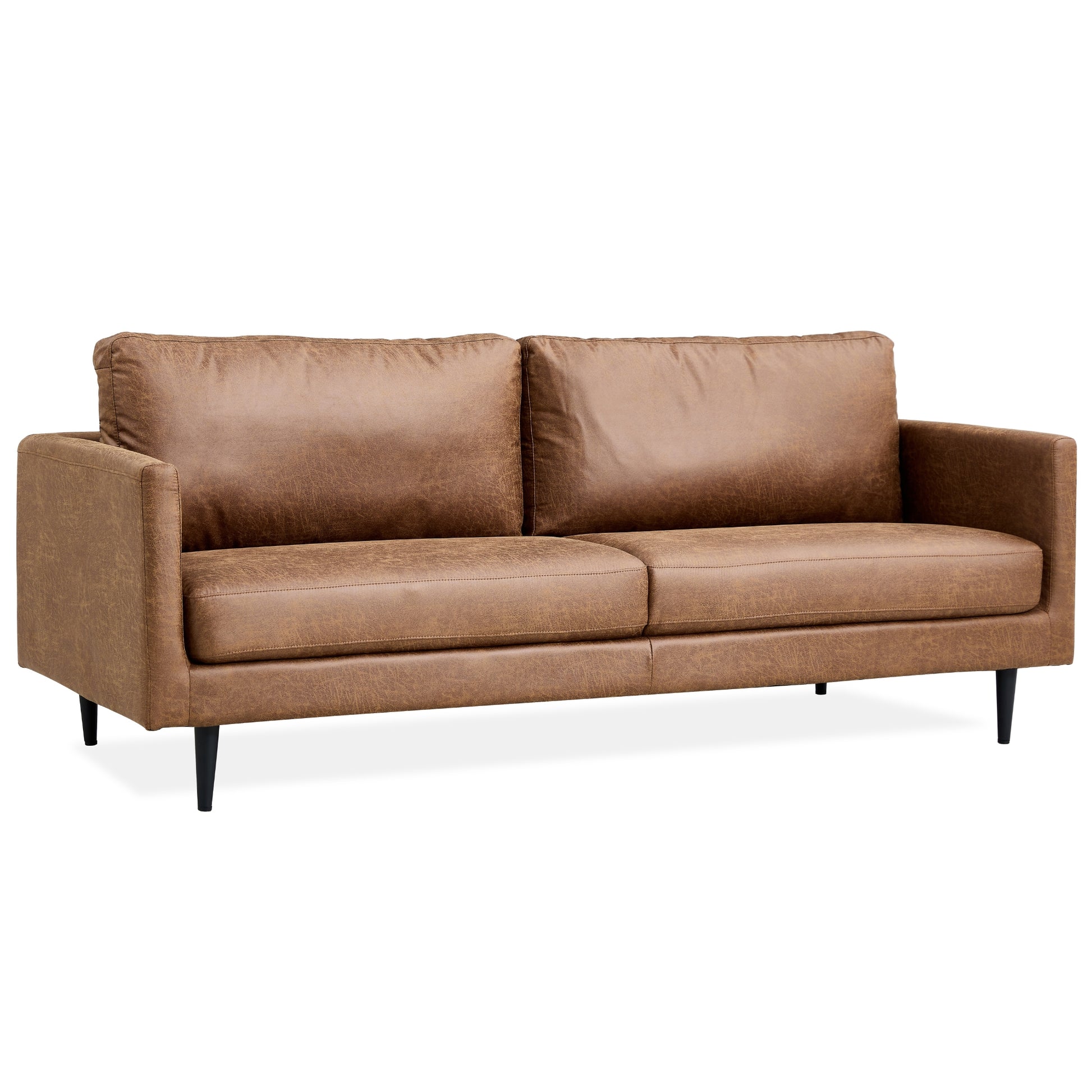 Athena 2 + 3 Seater Sofa Fabric Uplholstered Lounge Couch - Saddle - Cosy Abode