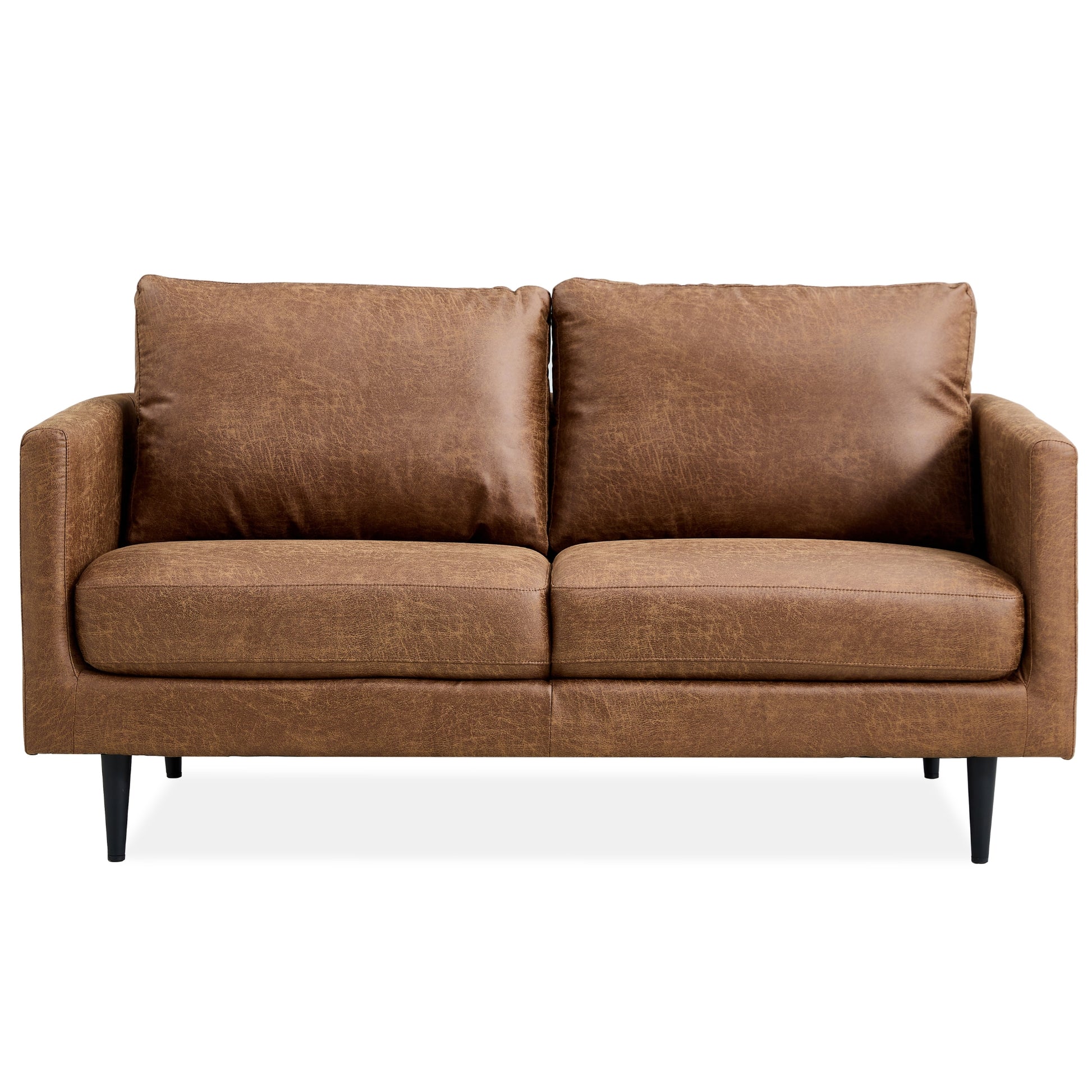 Athena 2 Seater Sofa Fabric Uplholstered Lounge Couch - Saddle - Cosy Abode