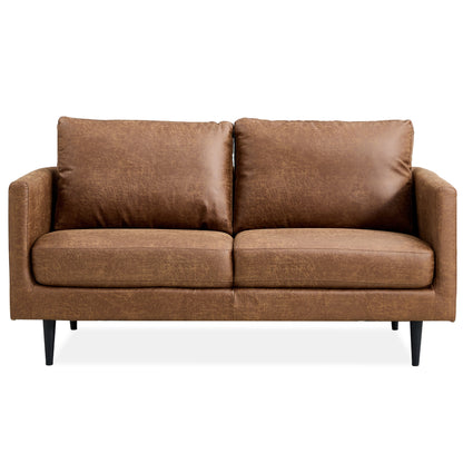 Athena 2 Seater Sofa Fabric Uplholstered Lounge Couch - Saddle - Cosy Abode