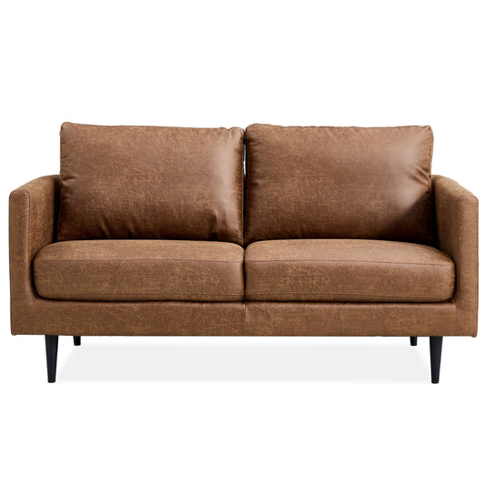 Athena 2 Seater Sofa Fabric Uplholstered Lounge Couch - Saddle - Cosy Abode