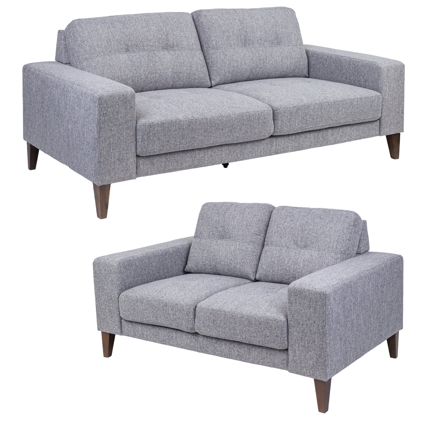 Juliet 2 + 3 Seater Sofa Set Soft Fabric Uplholstered Lounge Couch Grey - Cosy Abode