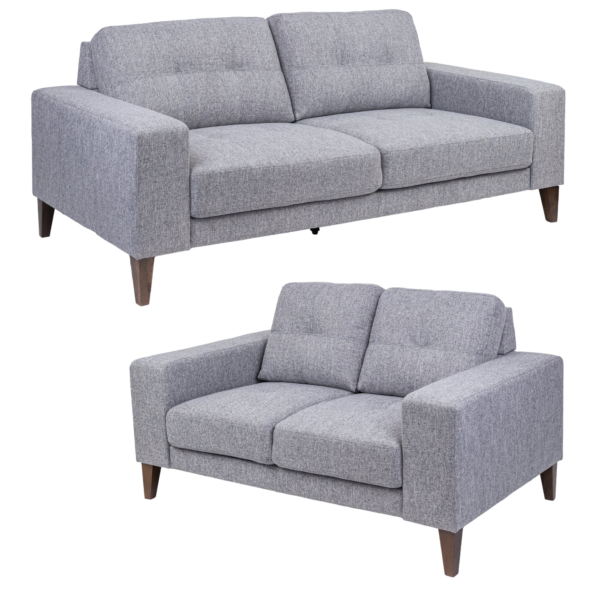 Juliet 2 + 3 Seater Sofa Set Soft Fabric Uplholstered Lounge Couch Grey - Cosy Abode