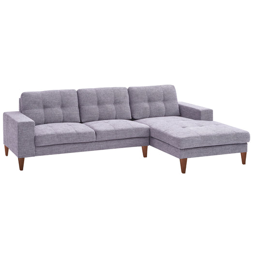 Juliet 2 Seater Sofa Soft Fabric Uplholstered Lounge Couch with RHF Chaise Grey - Cosy Abode